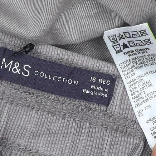Marks & Spencer Women Grey Size 18 Regular Lyocell Cotton Jogger Trousers