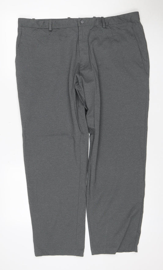 Uniqlo Men’s Grey 2XL Stretch Tapered Smart Trousers Zip Pockets