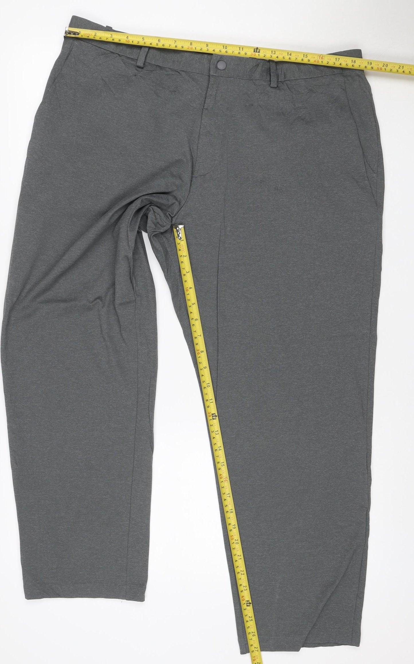 Uniqlo Men’s Grey 2XL Stretch Tapered Smart Trousers Zip Pockets