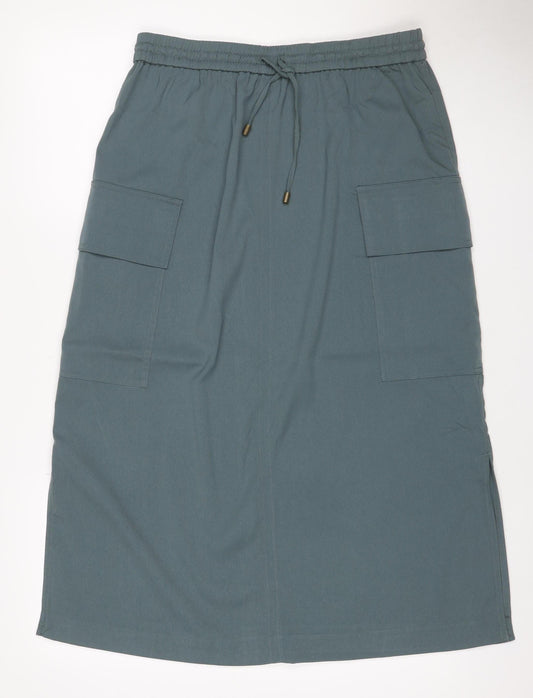 Marks and Spencer Women Green UK 14 Cargo Long Drawstring Skirt