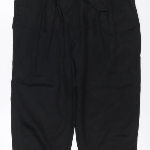 M&S Women’s Black Size 14 Short Lyocell Drawstring Trousers
