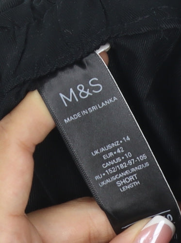 M&S Women’s Black Size 14 Short Lyocell Drawstring Trousers
