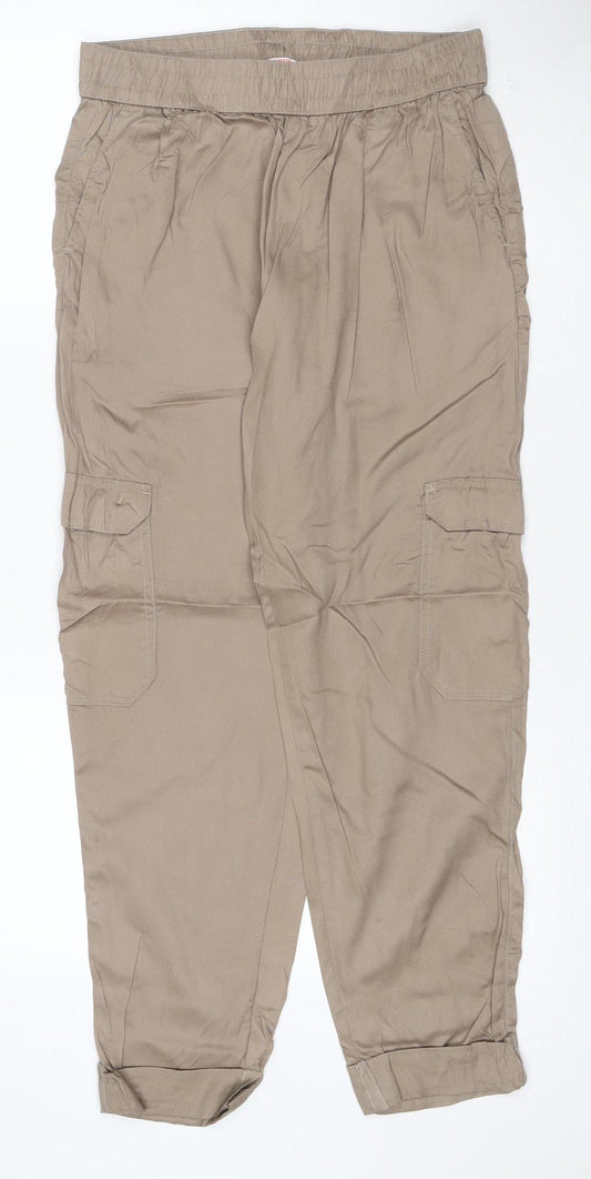 John Lewis Anyday Women Beige UK 12 Lyocell Cargo Jogger Trousers