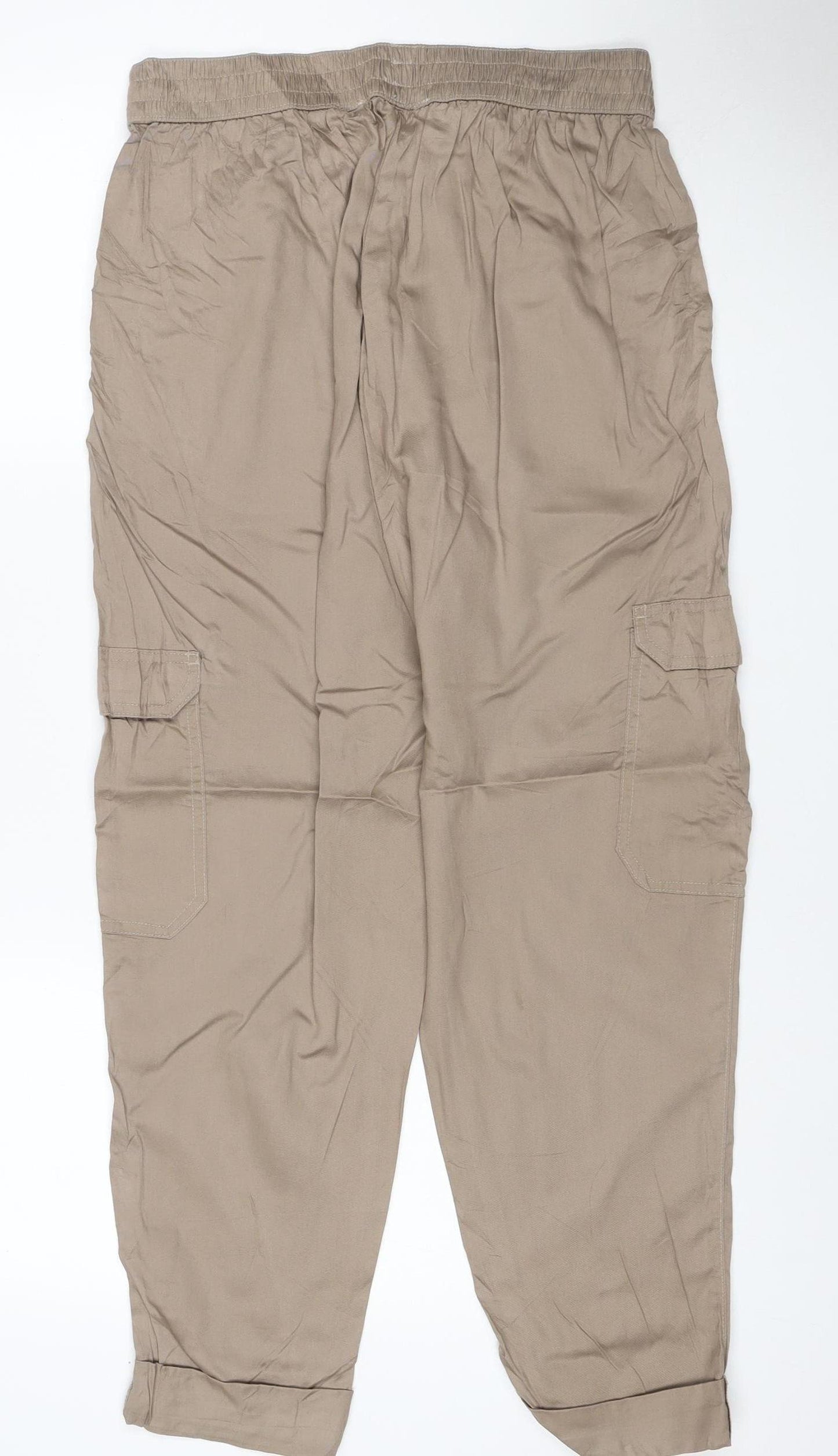 John Lewis Anyday Women Beige UK 12 Lyocell Cargo Jogger Trousers