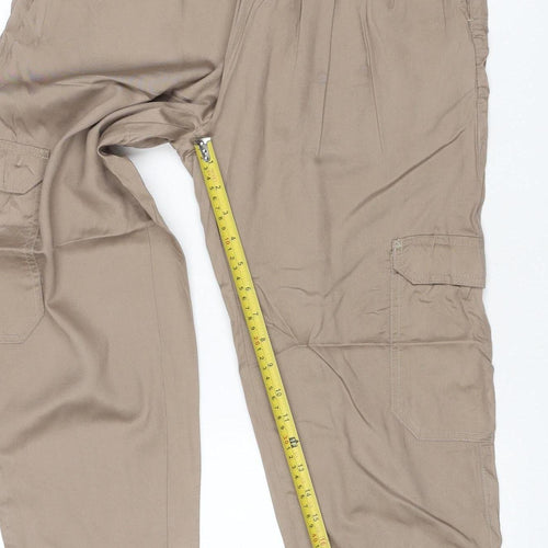 John Lewis Anyday Women Beige UK 12 Lyocell Cargo Jogger Trousers