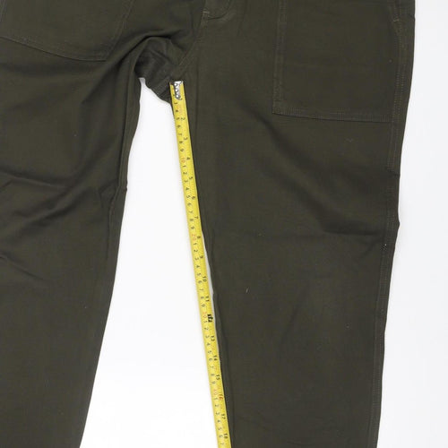 M&S Men’s Green 34/31 Tapered Fit Stretch Cargo Jeans