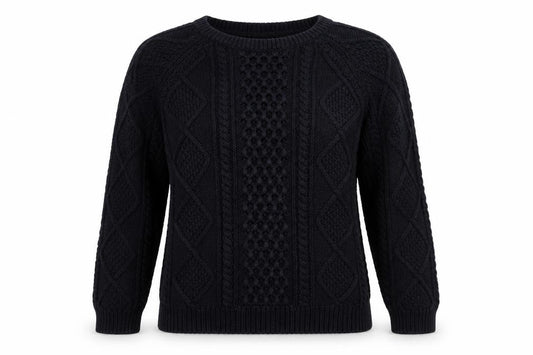 GAP Women Black M Cable Knit Cotton Crew Neck Pullover Jumper