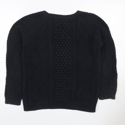 GAP Women Black M Cable Knit Cotton Crew Neck Pullover Jumper