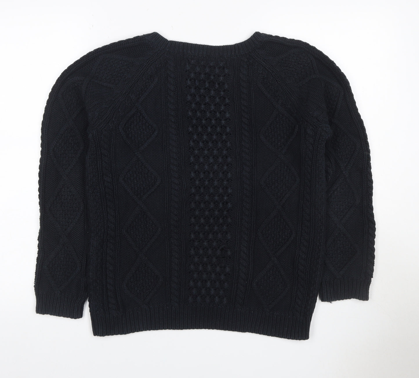GAP Women Black M Cable Knit Cotton Crew Neck Pullover Jumper