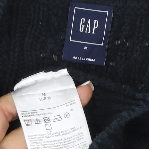 GAP Women Black M Cable Knit Cotton Crew Neck Pullover Jumper