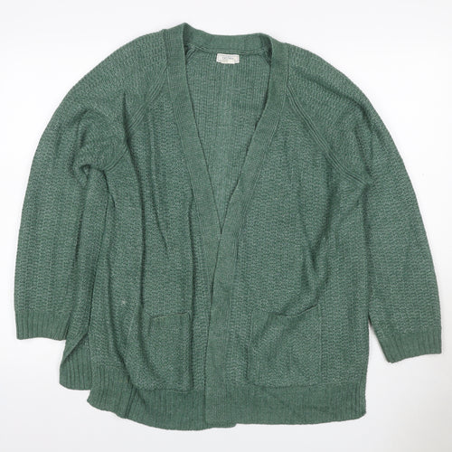 Fat Face Women’s Green UK 14 Open Knit V-Neck Pocket Cardigan