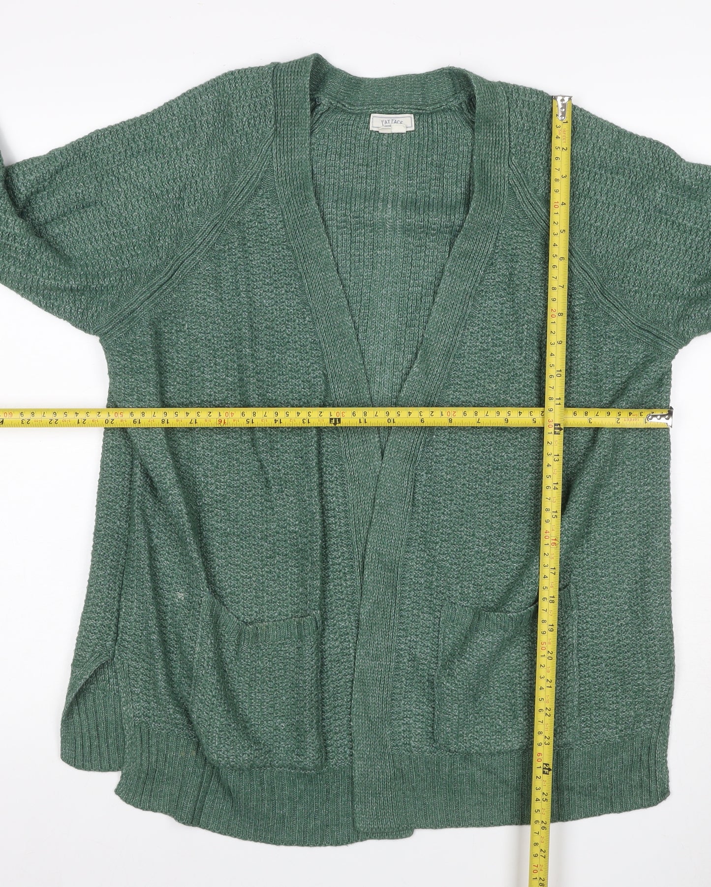 Fat Face Women’s Green UK 14 Open Knit V-Neck Pocket Cardigan