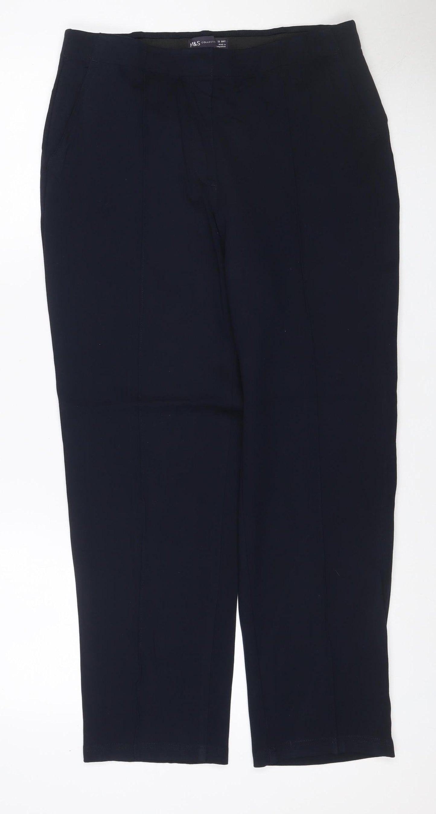 Marks & Spencer Women’s Black Size 12 Short Straight Leg Trousers