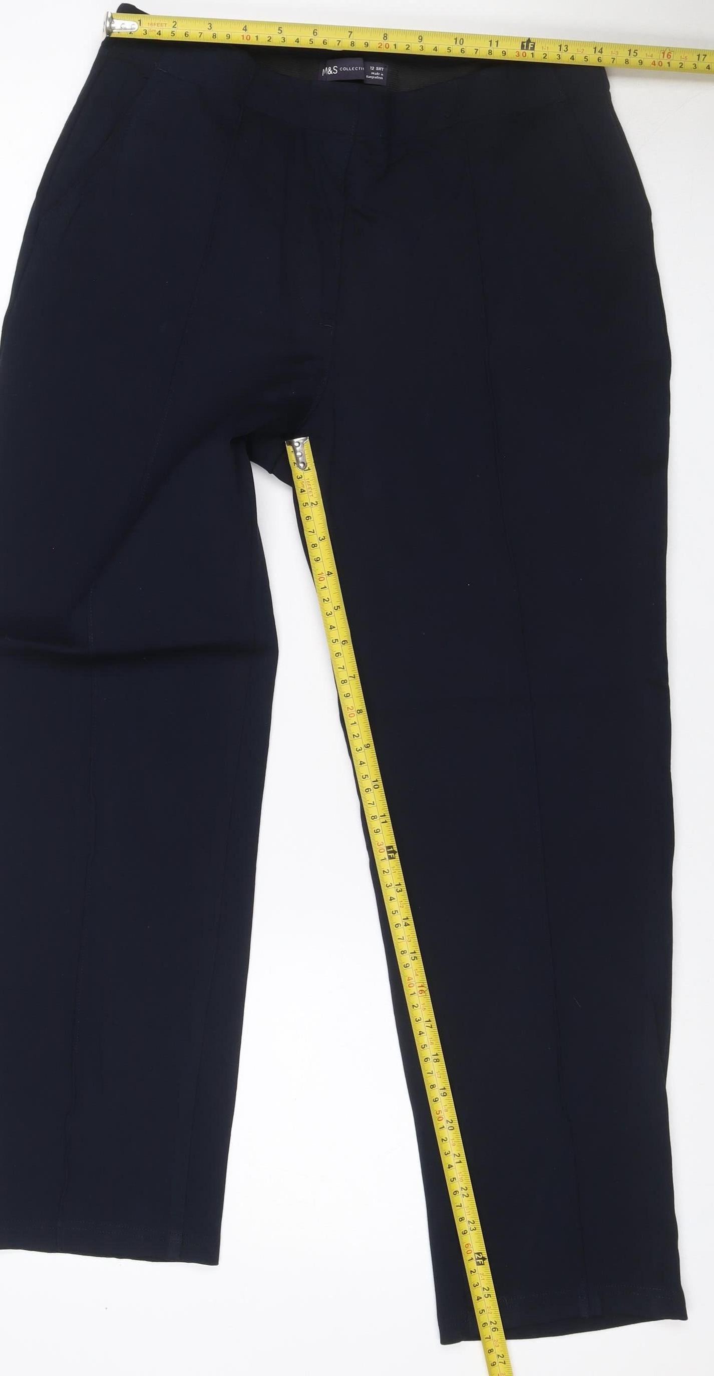 Marks & Spencer Women’s Black Size 12 Short Straight Leg Trousers
