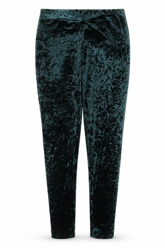 Marks & Spencer Women Green Velvet Leggings Size 16 Stretch Party Trousers