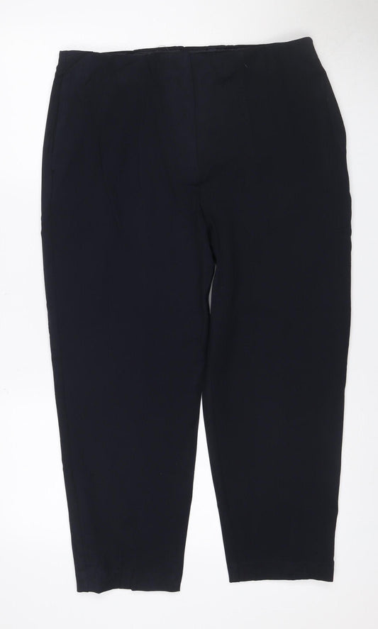 M&S Women’s Blue Size 14 Wide Leg Stretch Smart Trousers