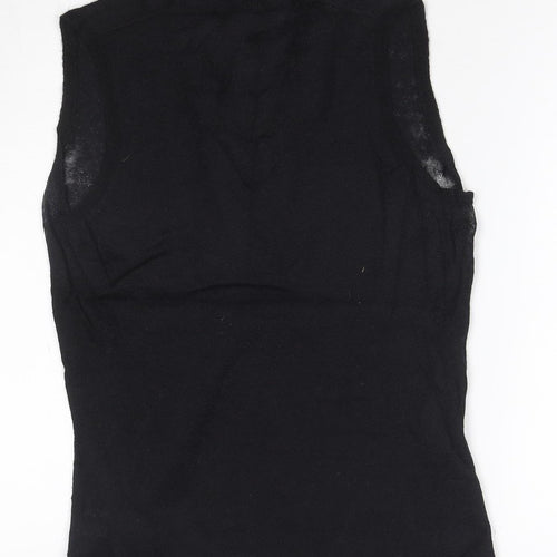 Anne Storey Women’s Black S V-Neck Ruffle Cap Sleeve Knit Wrap Top