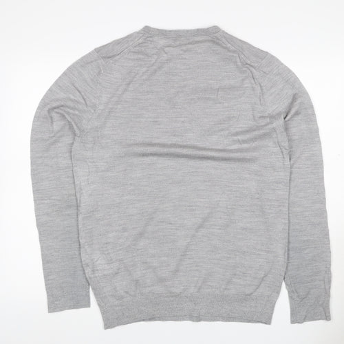 Reiss Men’s Grey Wool Crew Neck Knit Pullover Jumper Size M