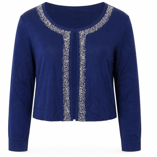 Hobbs Women’s Blue Size 16 Beaded Open Knit Cardigan Long Sleeve