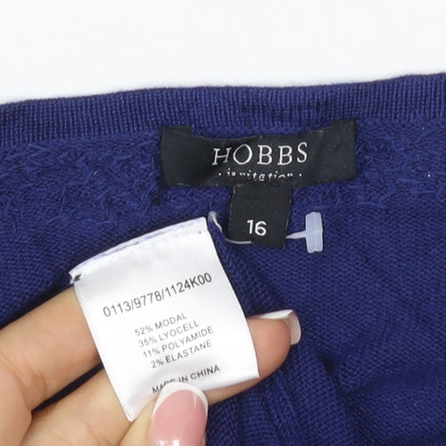 Hobbs Women’s Blue Size 16 Beaded Open Knit Cardigan Long Sleeve