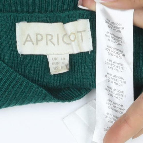 Apricot Women Green UK 8 Rib Knit V-Neck Button Cardigan