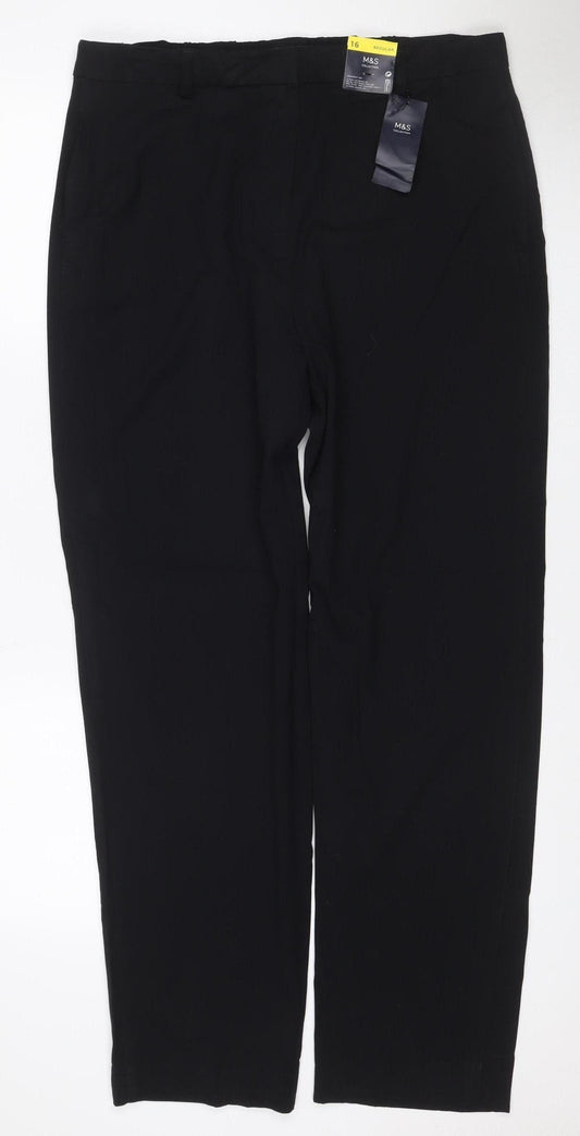 Marks & Spencer Women’s Black UK 16 Regular Straight Leg Trousers NWT