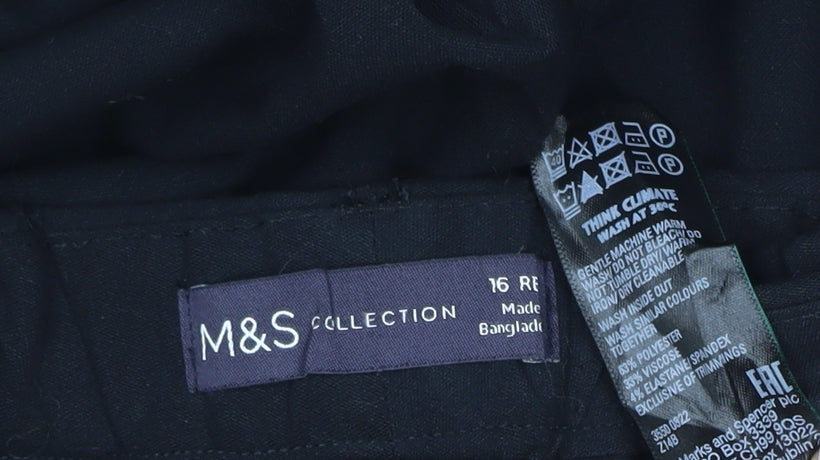 Marks & Spencer Women’s Black UK 16 Regular Straight Leg Trousers NWT