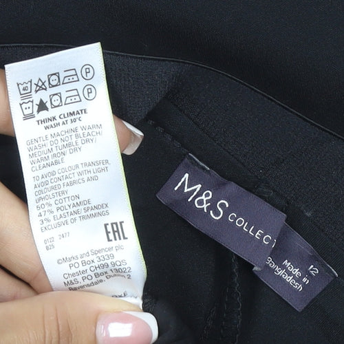 Marks & Spencer Women's Black UK 12 Straight Stretch Work Trousers