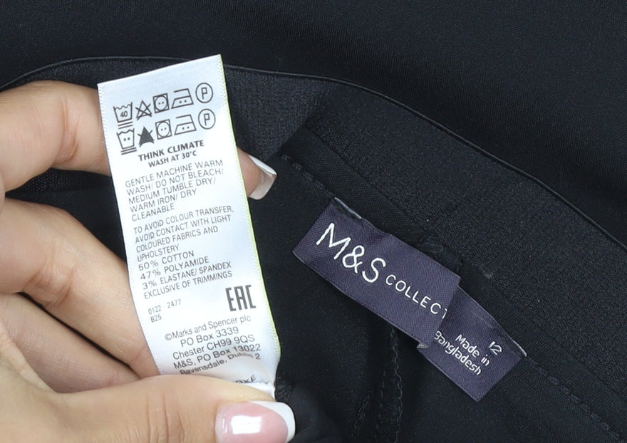Marks & Spencer Women's Black UK 12 Straight Stretch Work Trousers