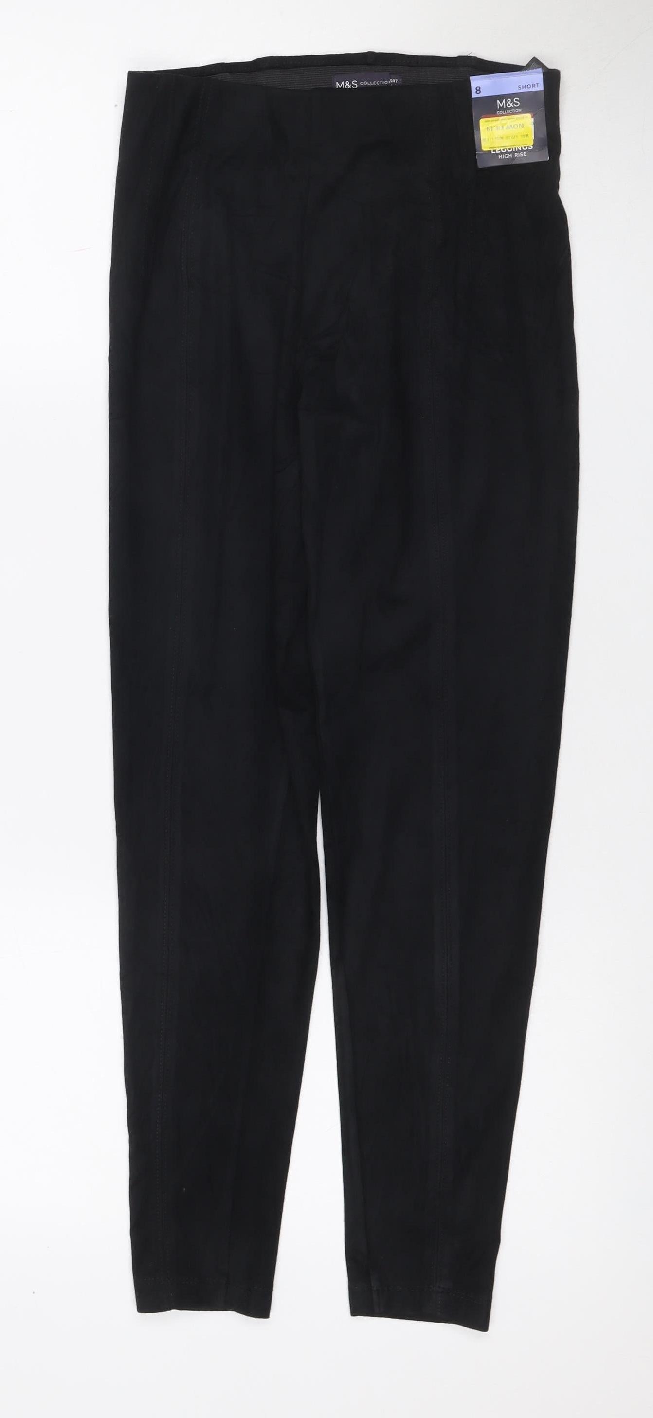 Marks and Spencer Women Black UK 8 Short High Rise Stretch Leggings
