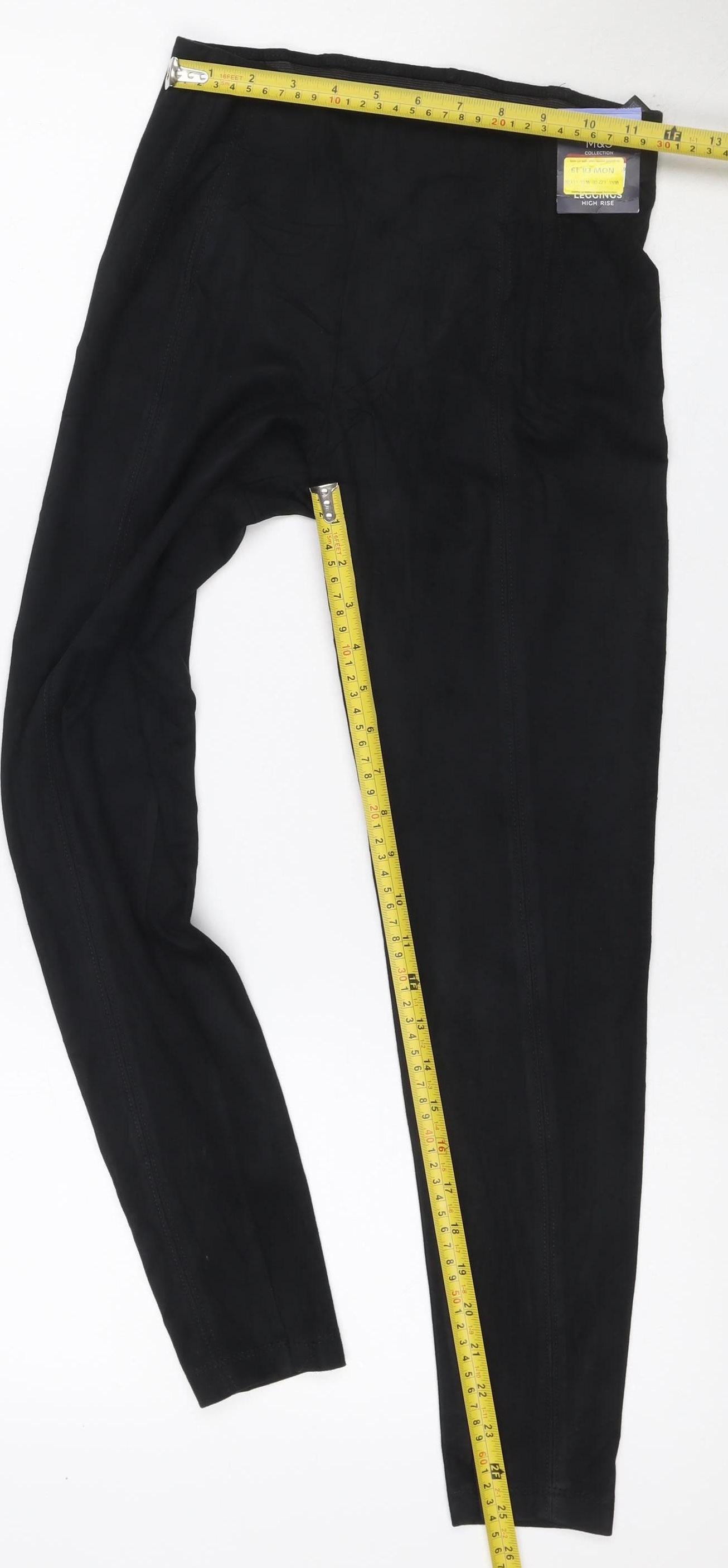 Marks and Spencer Women Black UK 8 Short High Rise Stretch Leggings