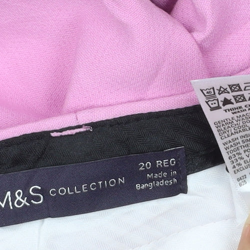 M&S Women’s Pink Size 20 Regular Wide Leg Tailored Trousers