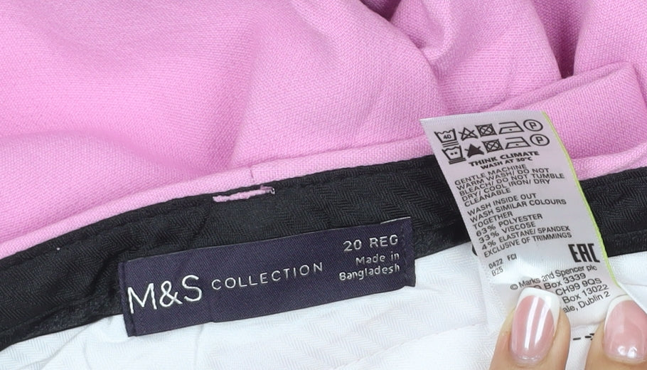 M&S Women’s Pink Size 20 Regular Wide Leg Tailored Trousers