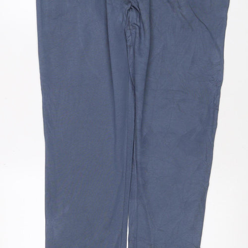 Marks & Spencer Men Blue L Long Regular Fit Cotton Jogger Trousers