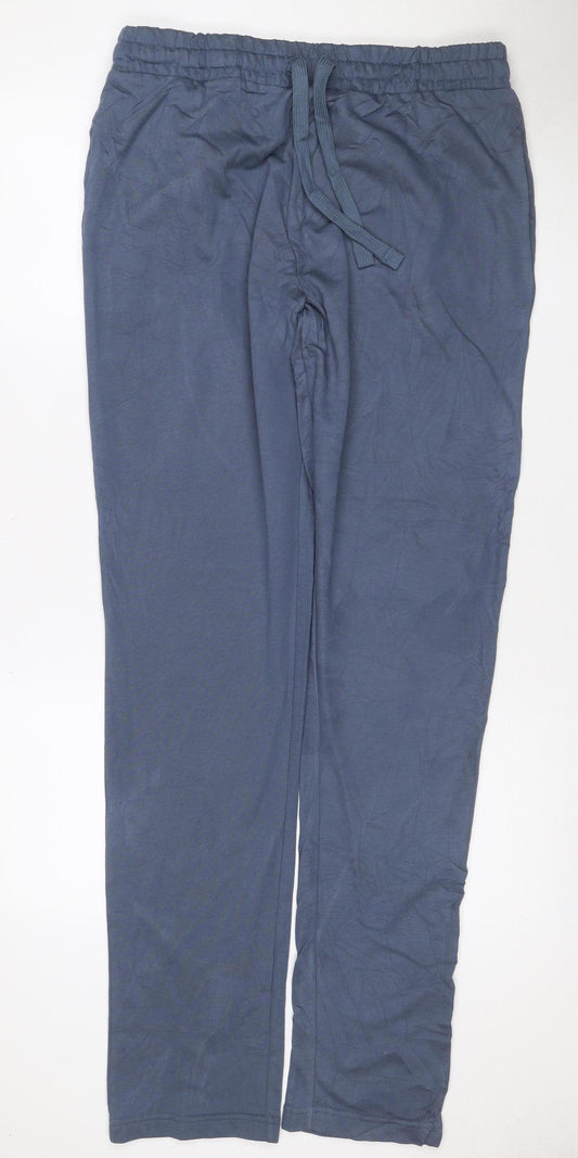 Marks & Spencer Men Blue L Long Regular Fit Cotton Jogger Trousers