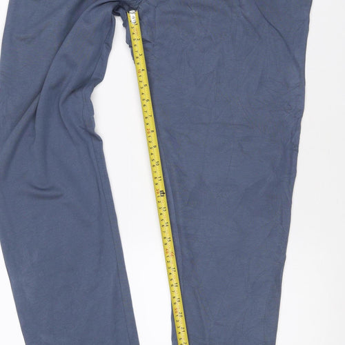 Marks & Spencer Men Blue L Long Regular Fit Cotton Jogger Trousers