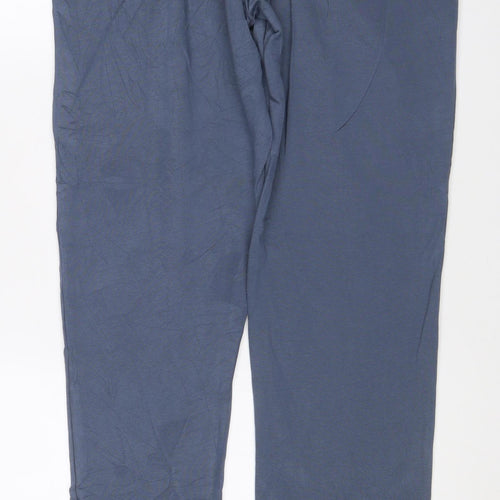 Marks & Spencer Men Blue L Long Regular Fit Cotton Jogger Trousers