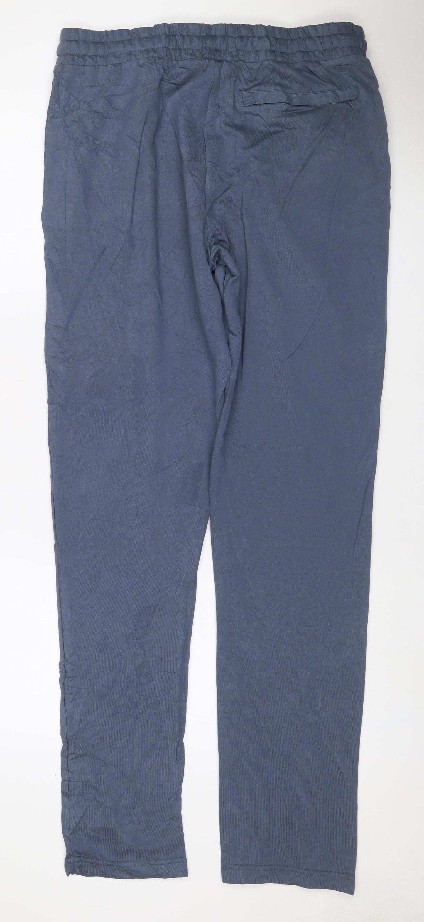 Marks & Spencer Men Blue L Long Regular Fit Cotton Jogger Trousers