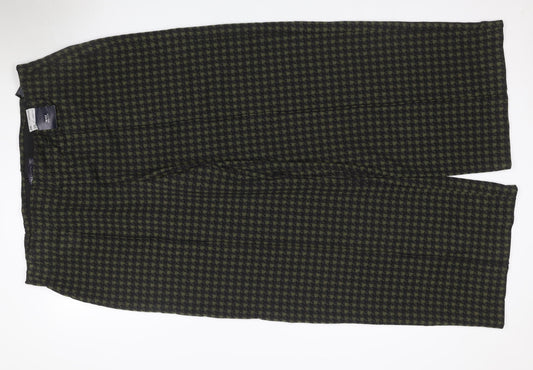 Marks & Spencer Women Green Check Wide Leg Trousers UK 20 Regular
