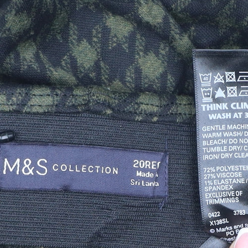 Marks & Spencer Women Green Check Wide Leg Trousers UK 20 Regular