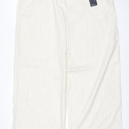 Marks and Spencer Women Ivory Stripe Wide Leg Trousers UK 18 Regular