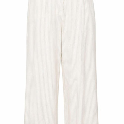 Marks and Spencer Women Ivory Stripe Wide Leg Trousers UK 18 Regular