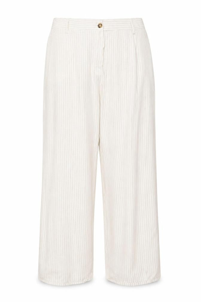 Marks and Spencer Women Ivory Stripe Wide Leg Trousers UK 18 Regular