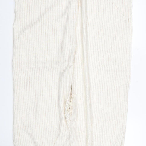 Marks and Spencer Women Ivory Stripe Wide Leg Trousers UK 18 Regular