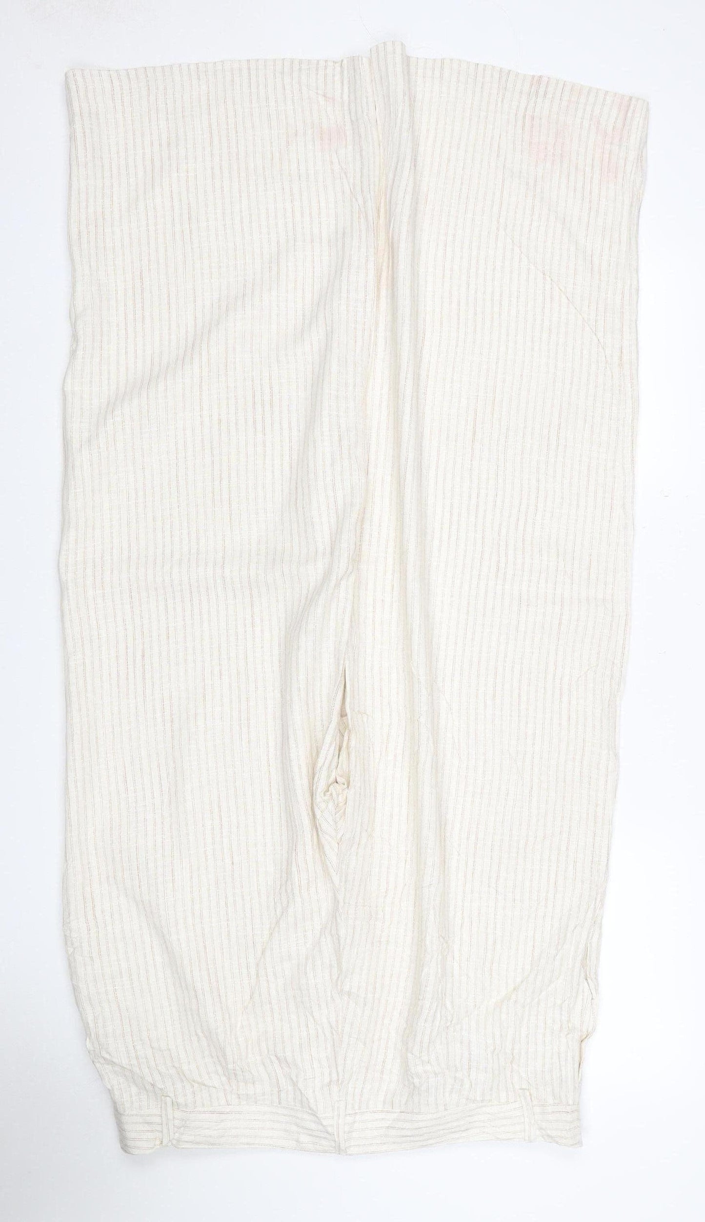 Marks and Spencer Women Ivory Stripe Wide Leg Trousers UK 18 Regular