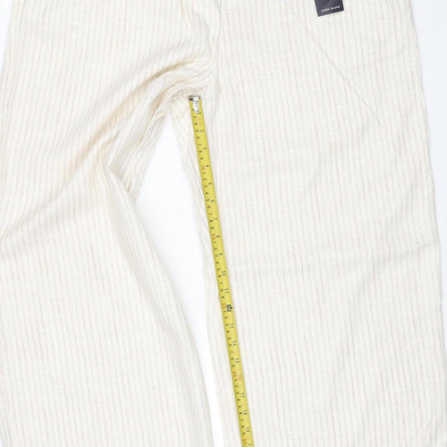 Marks and Spencer Women Ivory Stripe Wide Leg Trousers UK 18 Regular