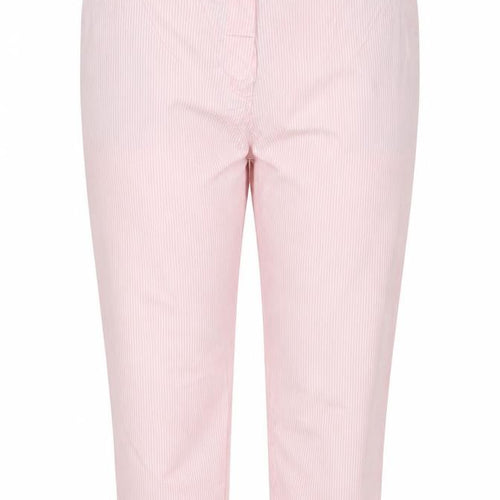 Marks & Spencer Women Pink Striped Cotton Stretch Chino Trousers Size 20