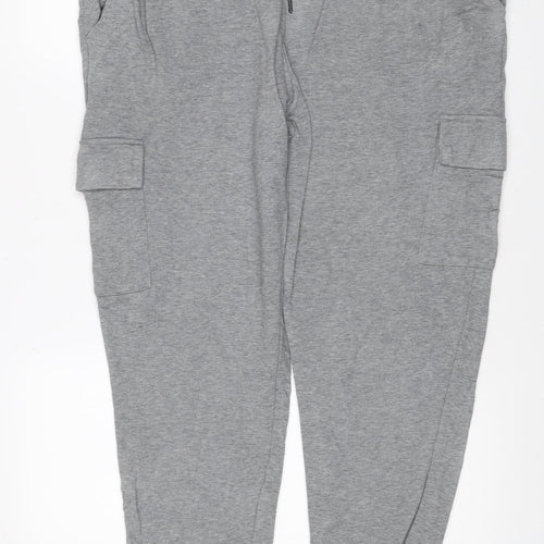 Marks and Spencer Men Grey L Cotton Jersey Drawstring Jogger Trousers
