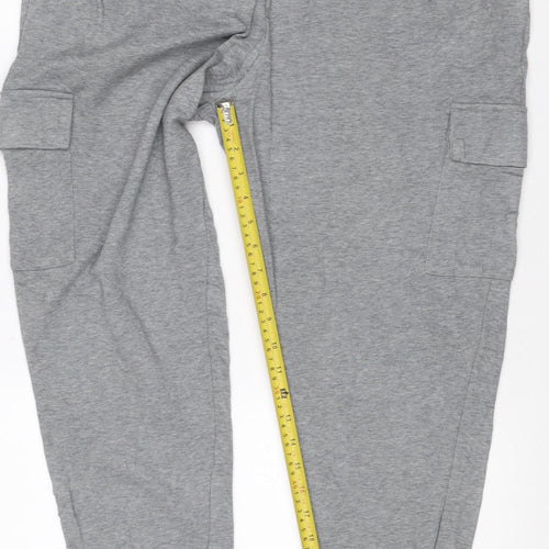 Marks and Spencer Men Grey L Cotton Jersey Drawstring Jogger Trousers