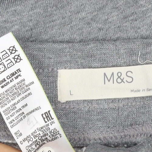 Marks and Spencer Men Grey L Cotton Jersey Drawstring Jogger Trousers